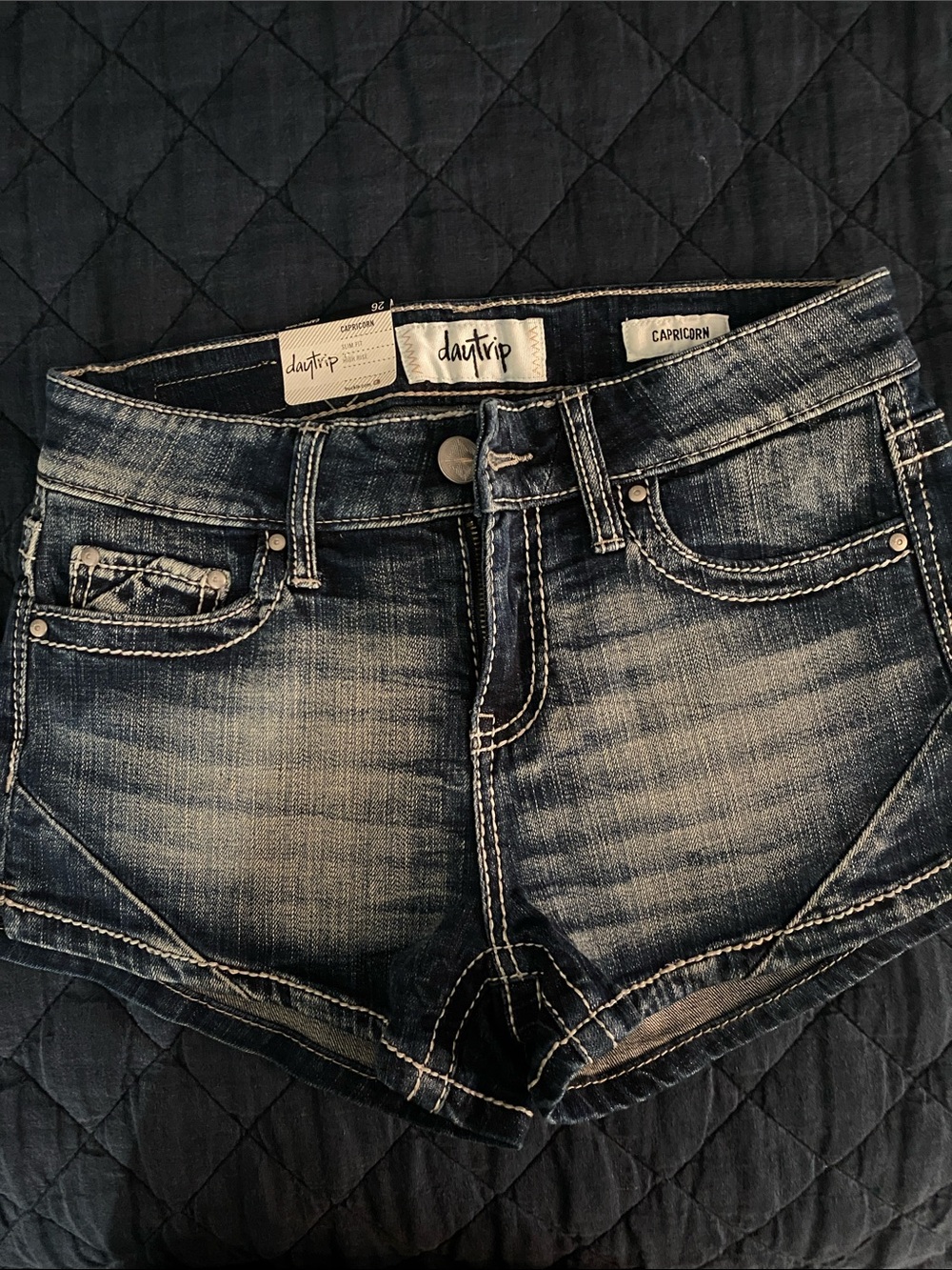Daytrip Women's Dark Blue Washed Denim Shorts